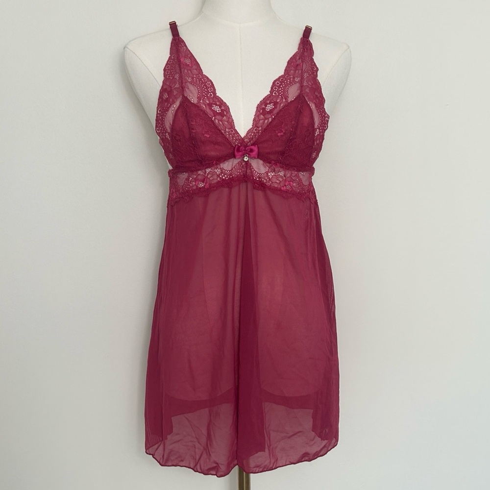 NWOT Red Lace Babydoll Lingerie Set Thong included Size: Small